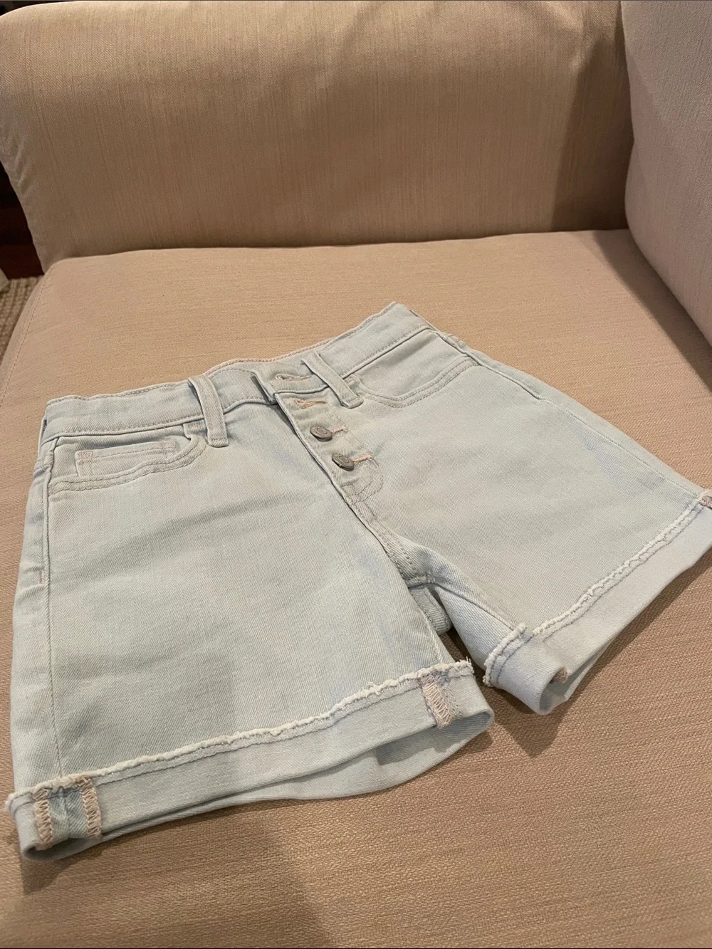 Girl's Old Navy Light Blue Denim High-Rise Button-Fly Shorts